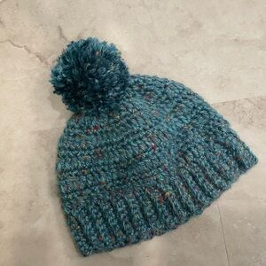 Cozy Blue Knit Pom-Pom Beanie for women